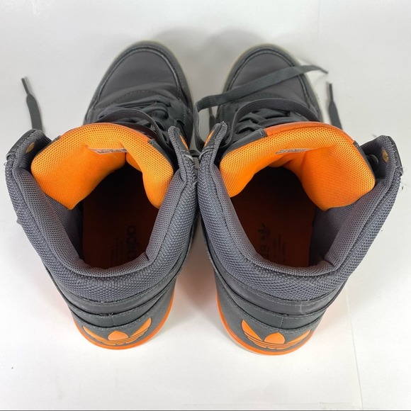 ADIDAS HIGH TOP GRAY WHITE AND ORANGE SNEAKERS MEN’S SIZE 8.5 - Picture 6 of 11